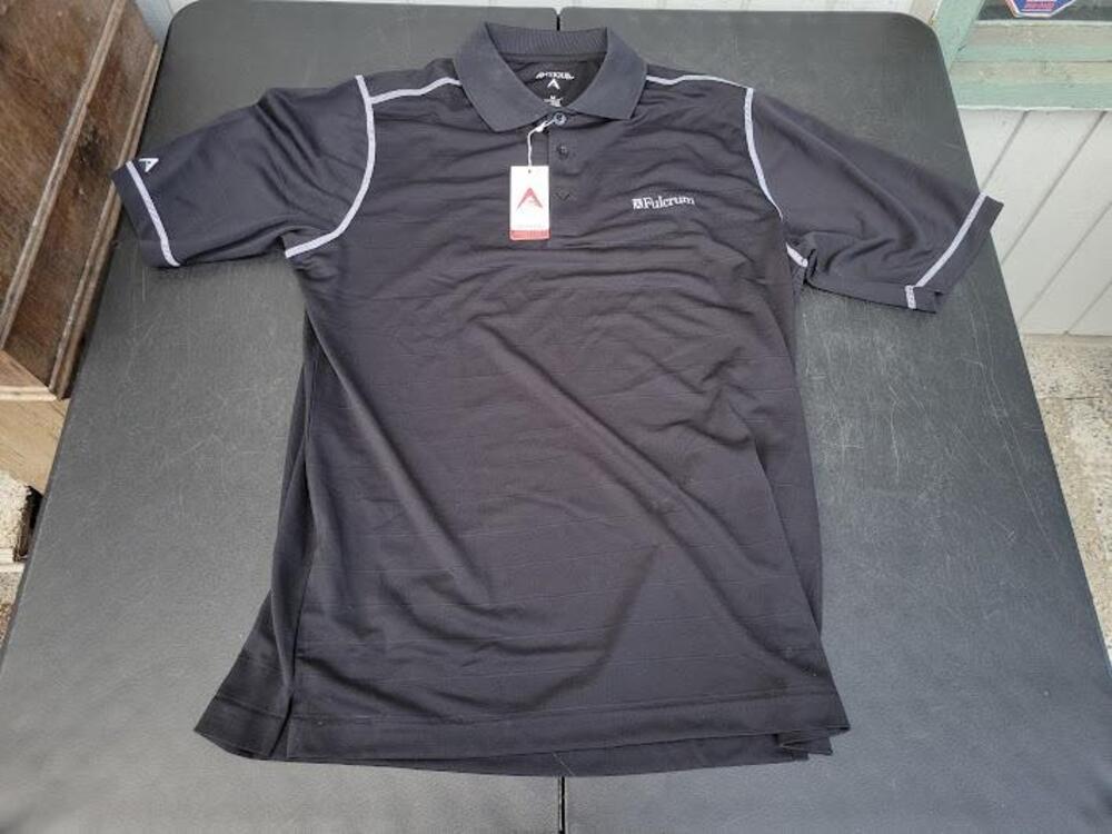 Antigua Fulcrum Polo Shirt Mens Medium Black Striped Short Sleeve Golf